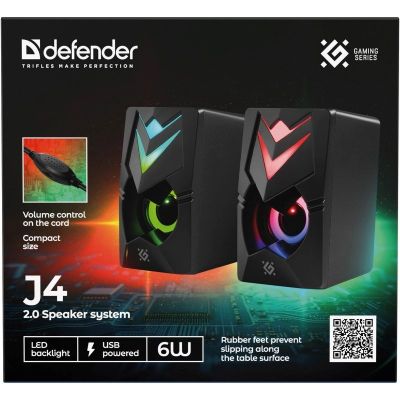 2. DEFENDER PC-LAUTSPRECHER J4 2.0 6W LED USB SCHWARZ 65964