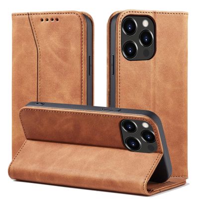 2. Magnet Fancy Case Case für iPhone 13 Pro Max Tasche Brieftasche Kartenhalter Braun