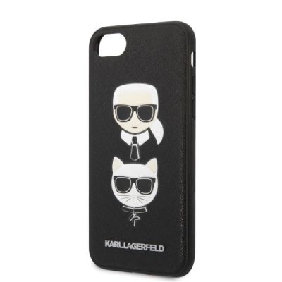 6. Karl Lagerfeld KLHCI8SAKICKCBK iPhone 7/8 / SE 2020 / SE 2022 schwarz/schwarz Hardcase Saffiano Karl&Choupette Head