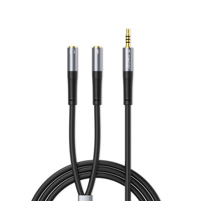 Orico AX2 Audioadapter, Mini-Klinkenstecker (3,5 mm), Kopfhörer- und Mikrofon-Splitter, 0,5 m – Schwarz