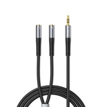 Orico AX2 Audioadapter, Mini-Klinkenstecker (3,5 mm), Kopfhörer- und Mikrofon-Splitter, 0,5 m – Schwarz