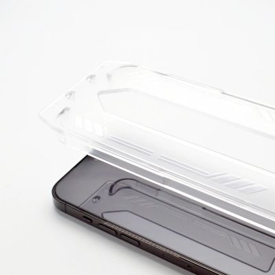 8. 9H gehärtetes Glas mit Montagerahmen für iPhone 15 Plus Wozinsky Premium Glass – Schwarz