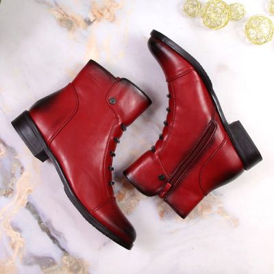 22. Jezzi W JEZ52G rote isolierte Stiefeletten mit Verzierungen