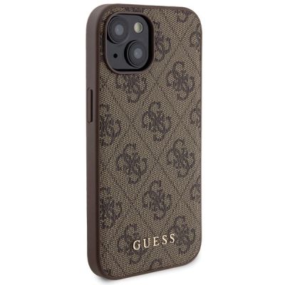 4. Guess 4G Metal Logo Hüllenset für iPhone 15 + 5000 mAh MagSafe Powerbank – Braun