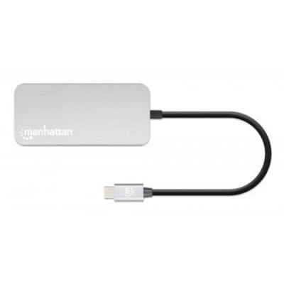 3. MANHATTAN 8-in-1 USB-C Dockingstation mit USB 3.2 Gen 1 Power Delivery, Typ-C Stecker auf HDMI Buchse, drei USB-A Anschlüssen, Gigabit RJ45 Anschluss, USB-C Power Delivery Anschluss, SD/MicroSD Kartenleser, Aluminium, Space Grau (13061)