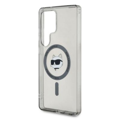 6. Karl Lagerfeld Button Choupette Head Gedrucktes Logo MagSafe Samsung Galaxy S25 Ultra Hülle schwarz