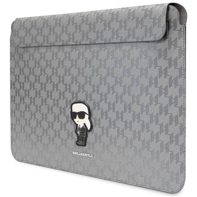 2. Karl Lagerfeld Saffiano Monogram Ikonik Tasche für einen 14-Zoll-Laptop – Silber