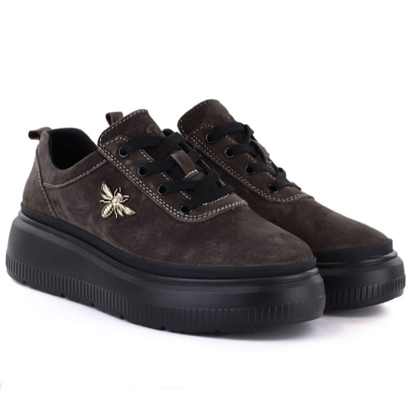 4. Damen-Plateauschuhe aus braunem Leder, Modell Vinceza 41523