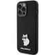 2. Karl Lagerfeld Choupette Metal Pin-Hülle aus Silikon für iPhone 15 Pro – Schwarz