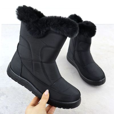 5. Schwarze, flache, gefütterte Damen-Schneestiefel Potocki KI24322