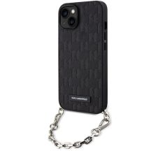 Karl Lagerfeld KLHCP14SSACKLHPK iPhone 14 6,1" schwarz/schwarzes Hardcase mit Saffiano-Monogrammkette