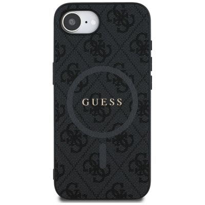 3. Guess PU Leder 4G Farbige Ringhülle mit MagSafe für iPhone 16e - Schwarz