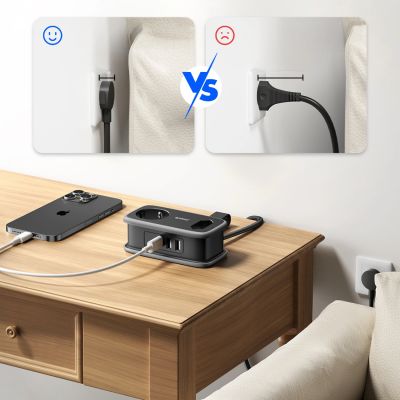 6. Orico AP3 65W GaN 6-in-1 Steckdosenleiste (2x Netzanschluss + 2x USB-A + 2x USB-C) – Schwarz