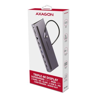 10. Axagon HMC-4KX3 Kabelgebundene Dockingstation USB 3.2 Gen 1 (3.1 Gen 1) Typ-C Grau