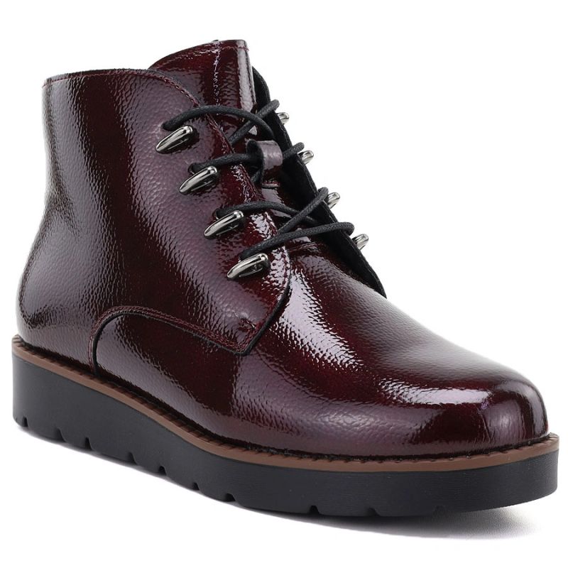 5. Damen-Keilstiefeletten aus Lackleder in Burgunderrot von Potocki (Z25-JE19360)