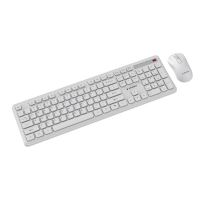 3. GEMBIRD Kabelloses Slim Pro Business-Schreibtisch-Tastatur- und Maus-Set, Weiß, US-Layout