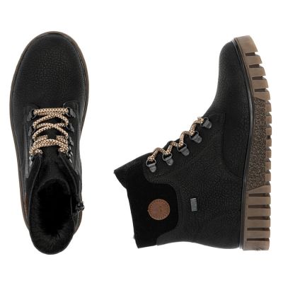 46. Wasserdichte schwarze Damen-Trekkingstiefeletten Rieker Y3433-00