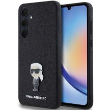 Karl Lagerfeld Fixed Glitter Ikonik Logo Metal Pin Hülle für Samsung Galaxy A35 – Schwarz