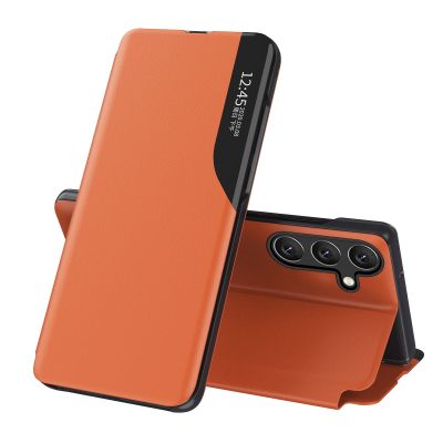 Eco Leather View Case elegante Hülle mit Klappe und Standfunktion für Samsung Galaxy A36 - Orange