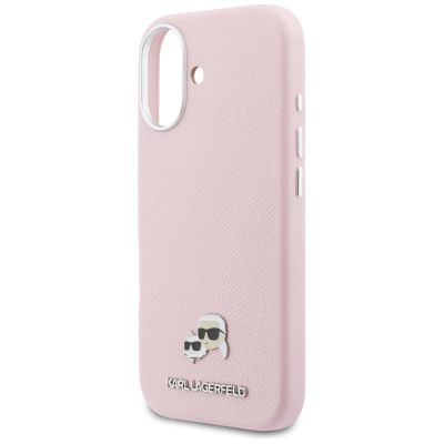 6. Karl Lagerfeld Karl & Choupette Head Pins Saffiano MagSafe Hülle für iPhone 17 - Pink