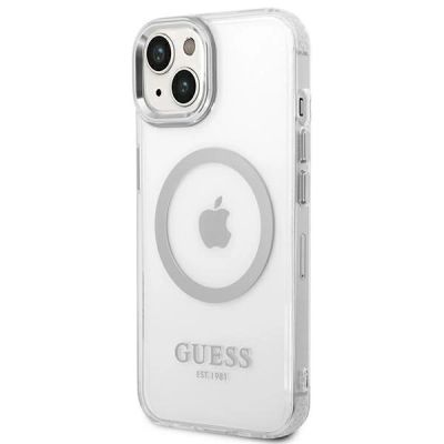 2. Guess GUHMP14MHTRMS iPhone 14 Plus 6,7" srebrny/silver hard case Metal Outline Magsafe