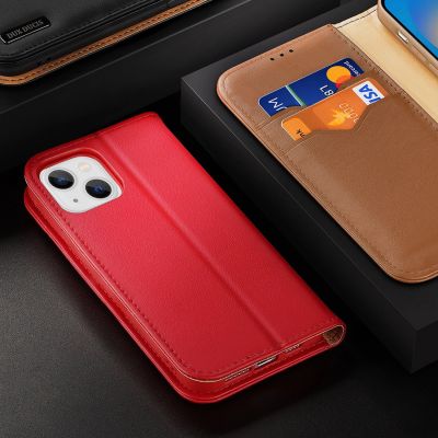 9. Dux Ducis Hivo echt Leder booktype case schutzhülle aufklappbare hülle für iPhone 14 Plus braun