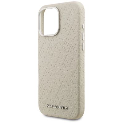 6. Karl Lagerfeld FW Stamped Karl MagSafe Hülle für iPhone 16 Pro Max – Beige