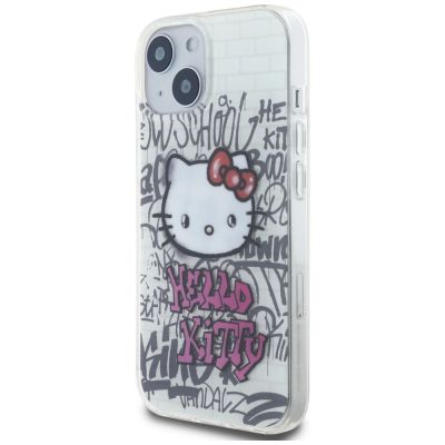 2. Hello Kitty IML Kitty On Bricks Graffiti Hülle für iPhone 15 – weiß