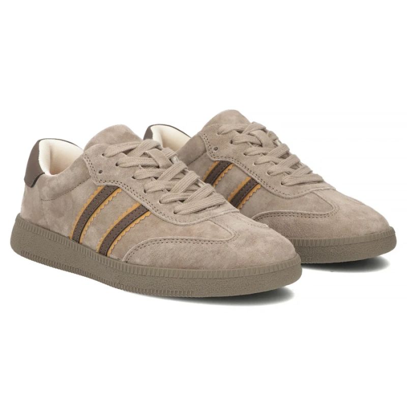 4. Damen-Lederschuhe, Sneaker, beige, Filippo DP7984