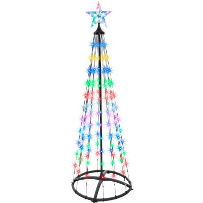 60. DEKORATIVER WEIHNACHTSBAUM 154 LED RGB 150 CM SCHWARZ