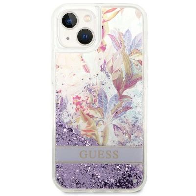 3. Ratet Guess , GUHCP14MLFLSU iPhone 14 Plus 6,7 "violett / lila Hardcase Flower Liquid Glitter