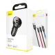17. Baseus Autoladegerät 2x USB 4,8A 24W mit LCD + 3ins1 Kabel USB - USB Typ C / micro USB / Lightning schwarz (TZCCBX-0G)