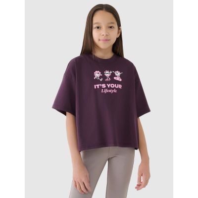 Oversize-Crop-Top mit Print für Mädchen 4F 4FJRSS25TTSHF2587-50S