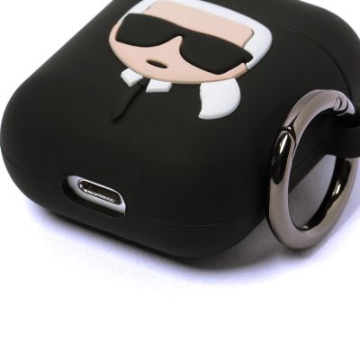 5. Karl Lagerfeld Silikon-Ikonik-Hülle für AirPods 1/2 – Schwarz