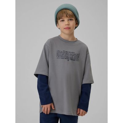 4. Langärmliges, locker geschnittenes Jungen-Shirt mit Aufdruck, Größe 4F 4FJRSS26TLONM631-24S