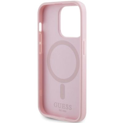 7. Guess GUHMP14LPSAHMCP Hülle für iPhone 14 Pro – rosa Saffiano MagSafe