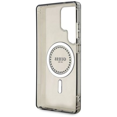 7. Guess Strass-bedruckte MagSafe-Hülle für Samsung Galaxy S25 Ultra, schwarz