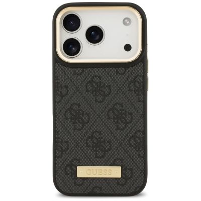 3. Guess 4G Logo Plate MagSafe Hülle für iPhone 17 Pro – Schwarz