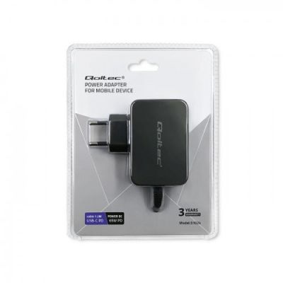 5. QOLTEC Wandladegerät 65 W | 5–20 V | 3–3,25 A | USB Typ C | PD | Schwarz