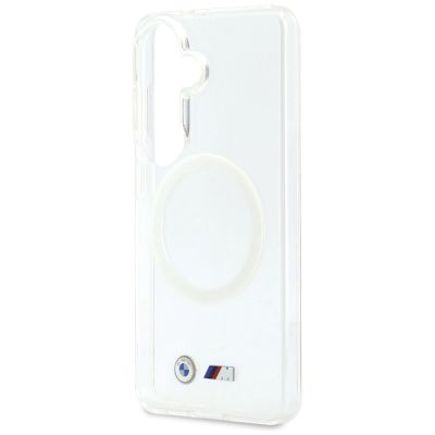 6. BMW IML Stoßfeste MagSafe-Hülle mit Metalllogo für Samsung Galaxy S26 – Transparent