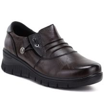 Damen-Keilschuhe aus braunem Leder, Vinceza 133118