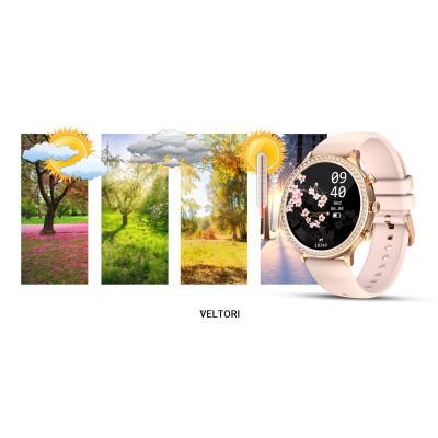 22. VELTORI VT310-1 Damen-Smartwatch, Goldarmband + rosa Silikonarmband