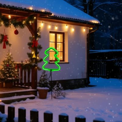 14. Neon-Weihnachtsbaum grün, 87 LEDs, batteriebetrieben, 16 x 91 cm, LUCA