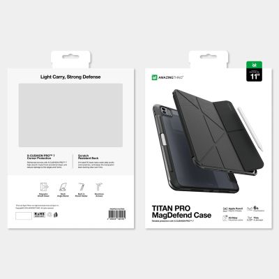 7. AmazingThing Titan Pro Hülle für iPad Pro 11" M5 mit 720° drehbarem Ständer und Stifthalter - Schwarz