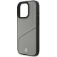 5. BMW Logo Lederstruktur und Line MagSafe Hülle für iPhone 16 Pro - Grau
