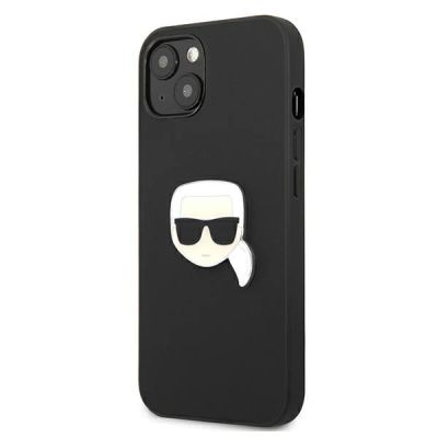 2. Karl Lagerfeld Leder Ikonik Karl's Head Metallhülle für iPhone 13 mini - Schwarz