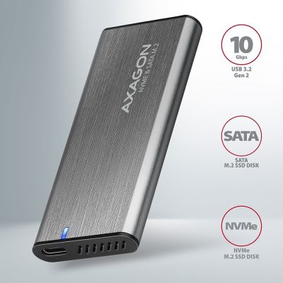 3. AXAGON EEM2-SG2 RAW BOX Externes Gehäuse für M.2-SSD, USB-C 3.2 Gen 2 – silber