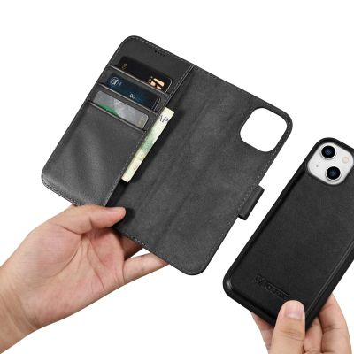 15. iCarer Wallet Case 2in1 Cover iPhone 14 Plus Anti-RFID Leder Flip Case Schwarz (WMI14220727-BK)