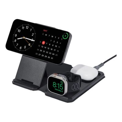 10. UAG 3-in-1 Reiseladegerät – kabelloses Reiseladegerät für drei Geräte, 15 W, MagSafe-kompatibel, inklusive Kabel, Stecker und Organizer (schwarz/grau)