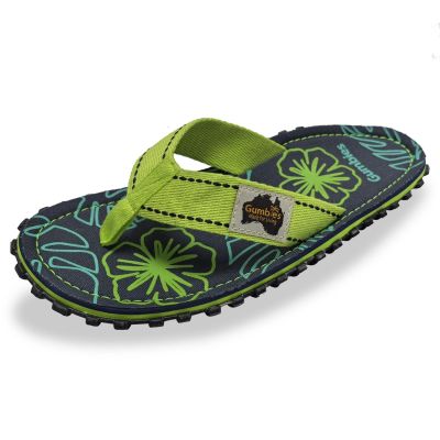 Gumbies Islander Flip-Flops Lime Hibiscus GU-FFISL148